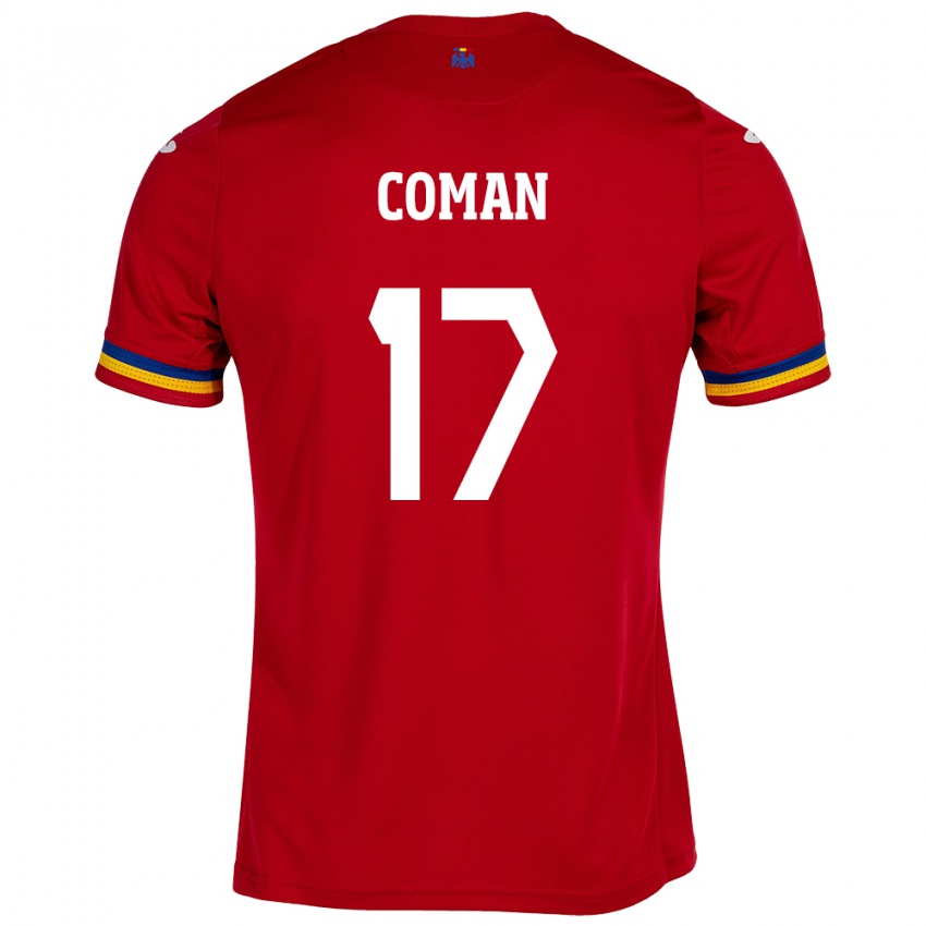 Børn Rumænien Florinel Coman #17 Rød Udebane Spillertrøjer 24-26 Trøje T-Shirt