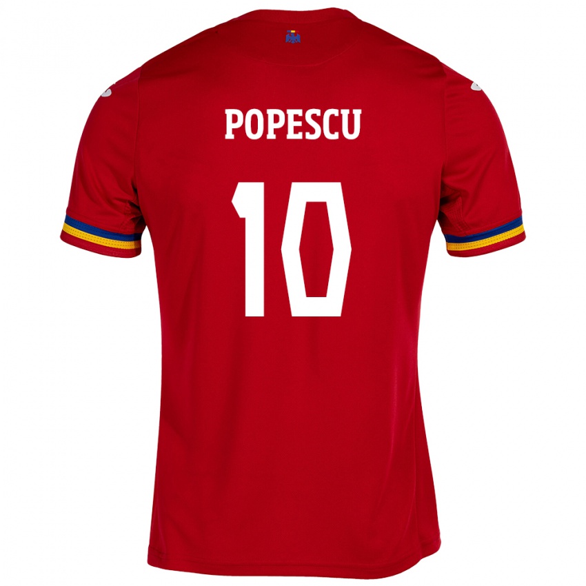 Børn Rumænien Octavian Popescu #10 Rød Udebane Spillertrøjer 24-26 Trøje T-Shirt