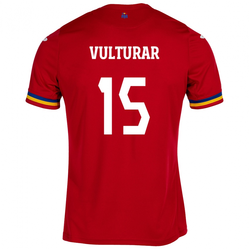 Børn Rumænien Cătălin Vulturar #15 Rød Udebane Spillertrøjer 24-26 Trøje T-Shirt