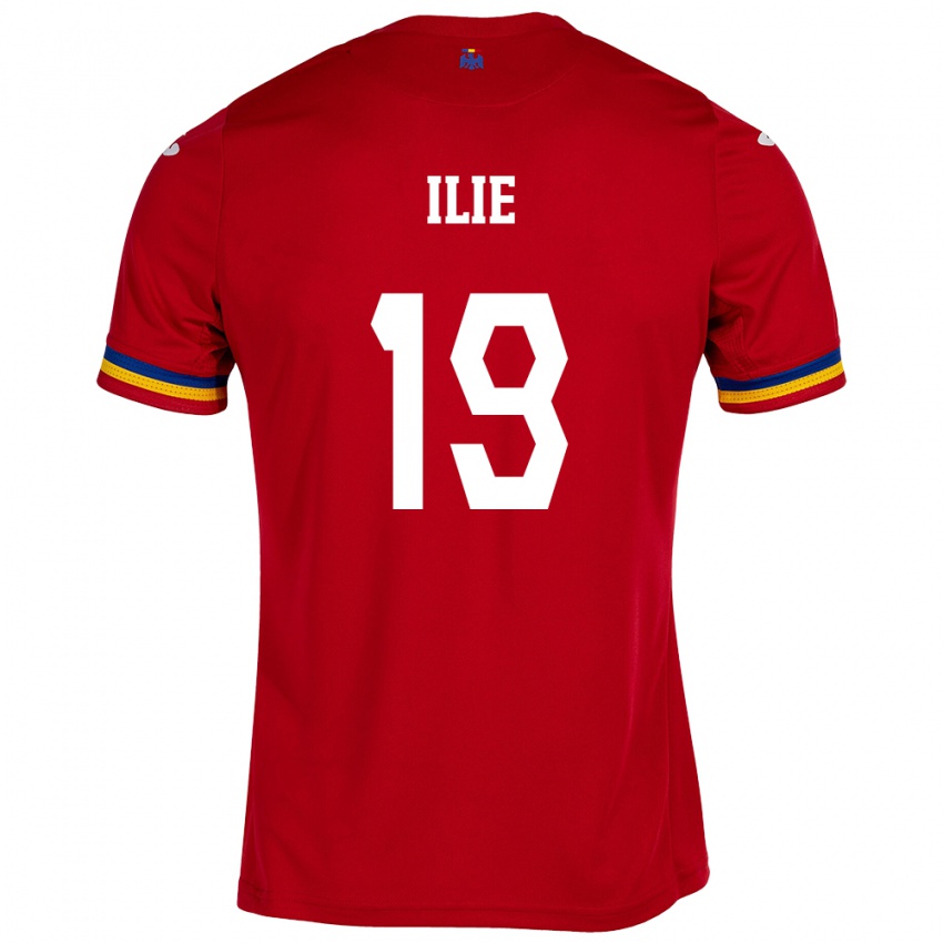 Børn Rumænien Rareș Ilie #19 Rød Udebane Spillertrøjer 24-26 Trøje T-Shirt