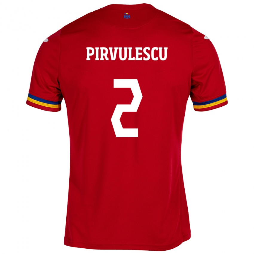 Børn Rumænien Sergiu Pîrvulescu #2 Rød Udebane Spillertrøjer 24-26 Trøje T-Shirt