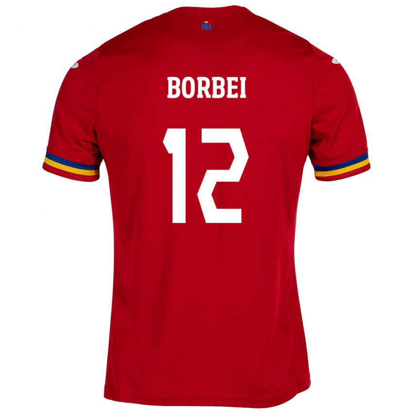 Børn Rumænien Alexandru Borbei #12 Rød Udebane Spillertrøjer 24-26 Trøje T-Shirt