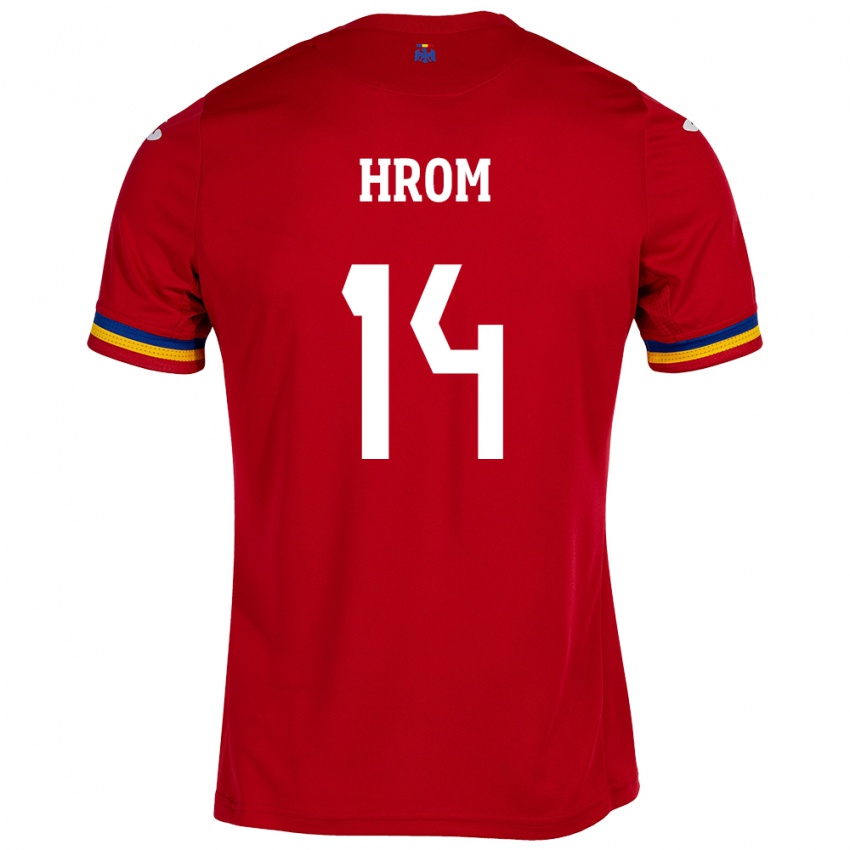 Børn Rumænien Darian Hrom #14 Rød Udebane Spillertrøjer 24-26 Trøje T-Shirt