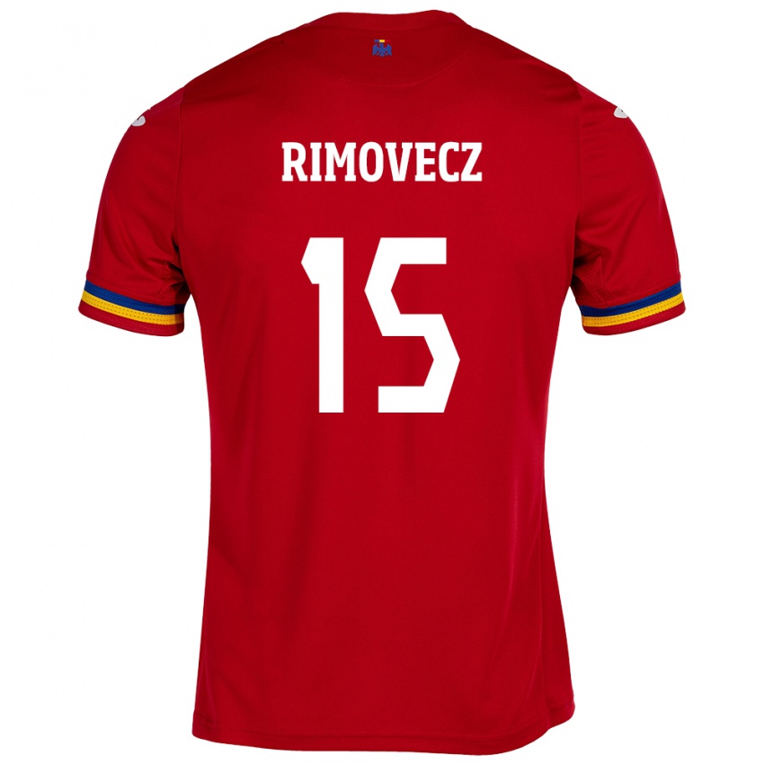 Børn Rumænien Sergiu Rimovecz #15 Rød Udebane Spillertrøjer 24-26 Trøje T-Shirt