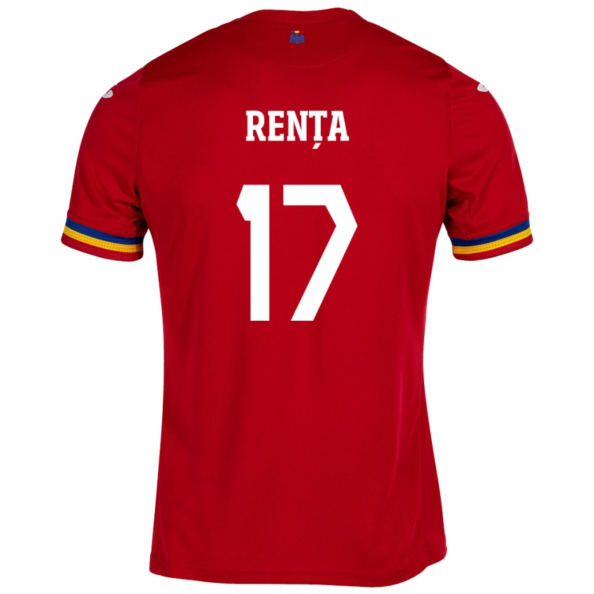 Børn Rumænien Denis Rența #17 Rød Udebane Spillertrøjer 24-26 Trøje T-Shirt