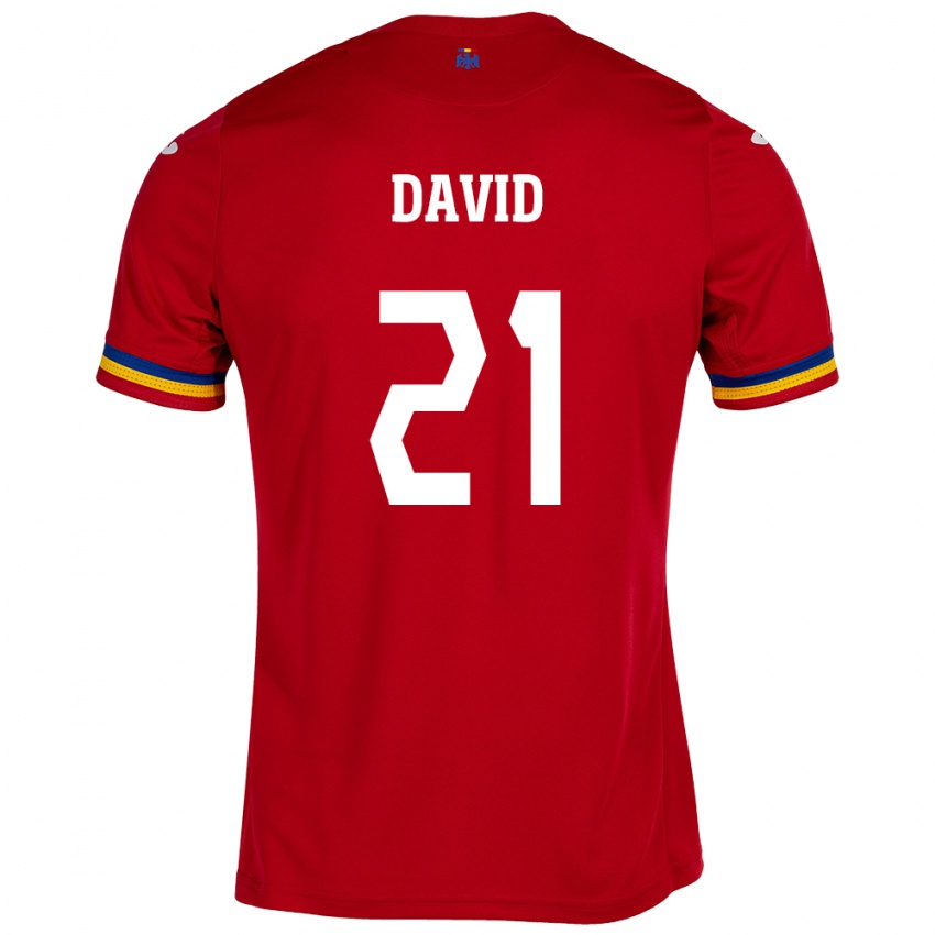 Børn Rumænien Gabriel David #21 Rød Udebane Spillertrøjer 24-26 Trøje T-Shirt