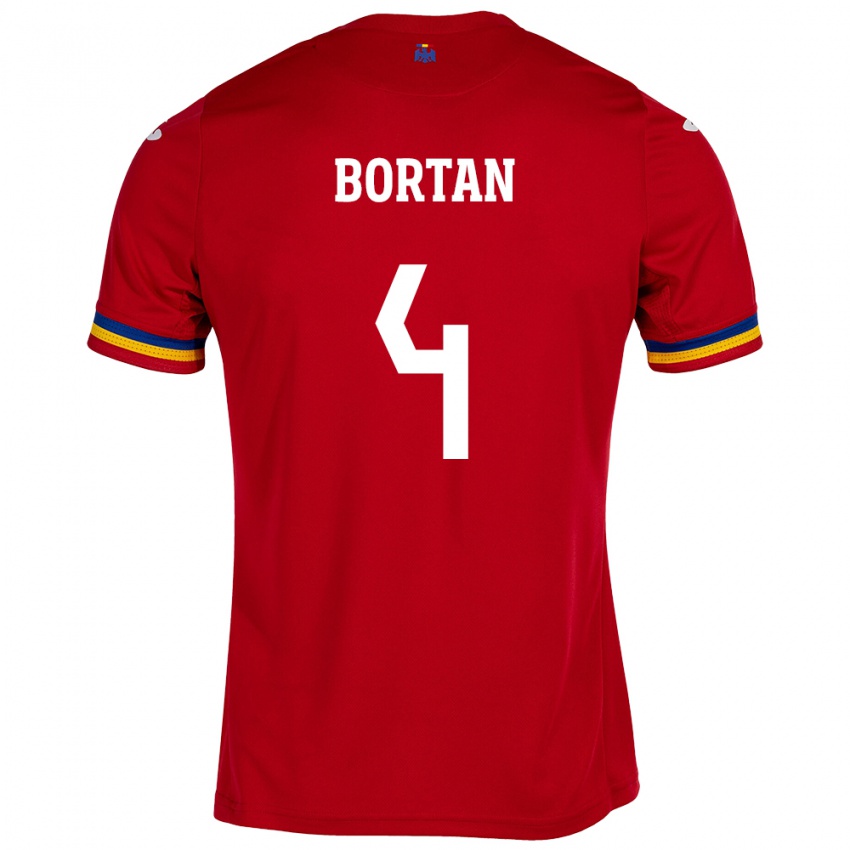 Børn Rumænien Ioana Bortan #4 Rød Udebane Spillertrøjer 24-26 Trøje T-Shirt