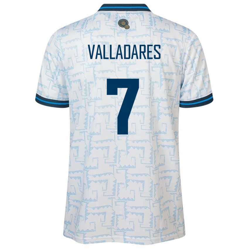 Børn El Salvador Jefferson Valladares #7 Hvid Udebane Spillertrøjer 24-26 Trøje T-Shirt