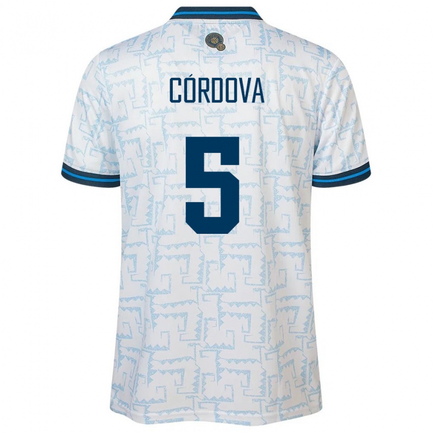 Børn El Salvador Edwin Córdova #5 Hvid Udebane Spillertrøjer 24-26 Trøje T-Shirt