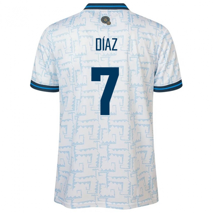 Børn El Salvador Nelson Díaz #7 Hvid Udebane Spillertrøjer 24-26 Trøje T-Shirt