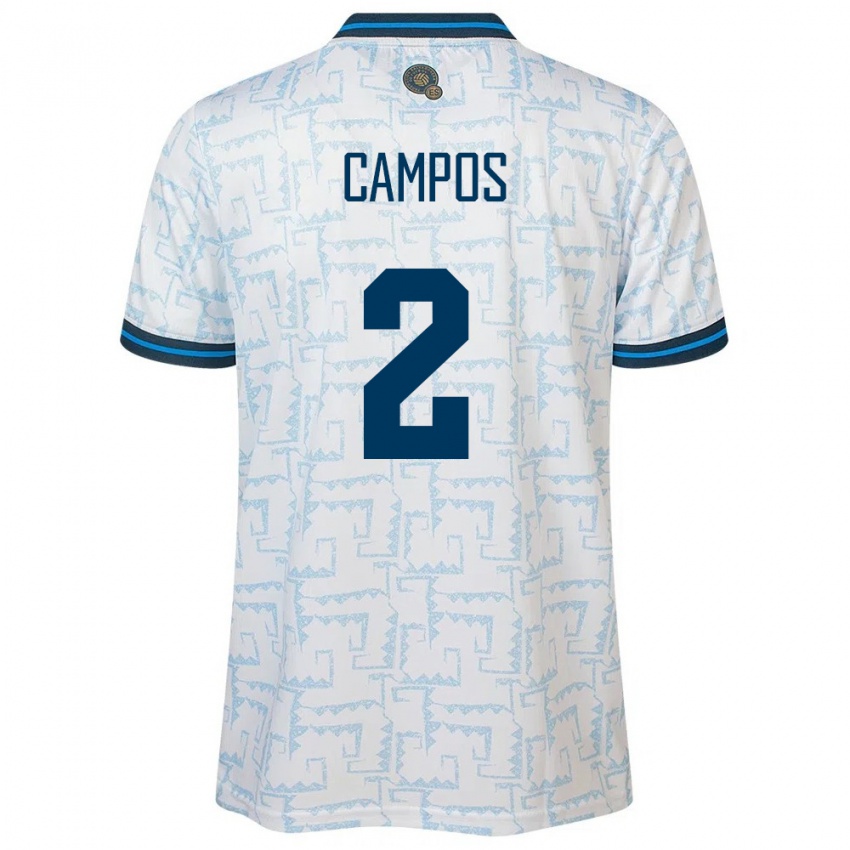 Børn El Salvador Adonis Campos #2 Hvid Udebane Spillertrøjer 24-26 Trøje T-Shirt