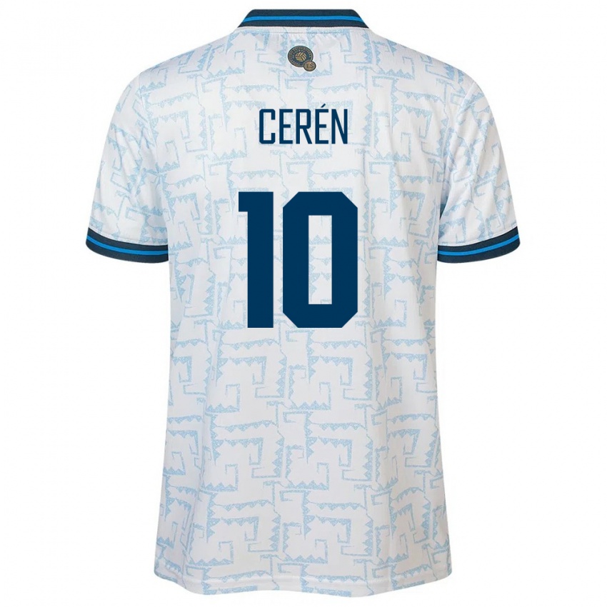 Børn El Salvador Brenda Cerén #10 Hvid Udebane Spillertrøjer 24-26 Trøje T-Shirt