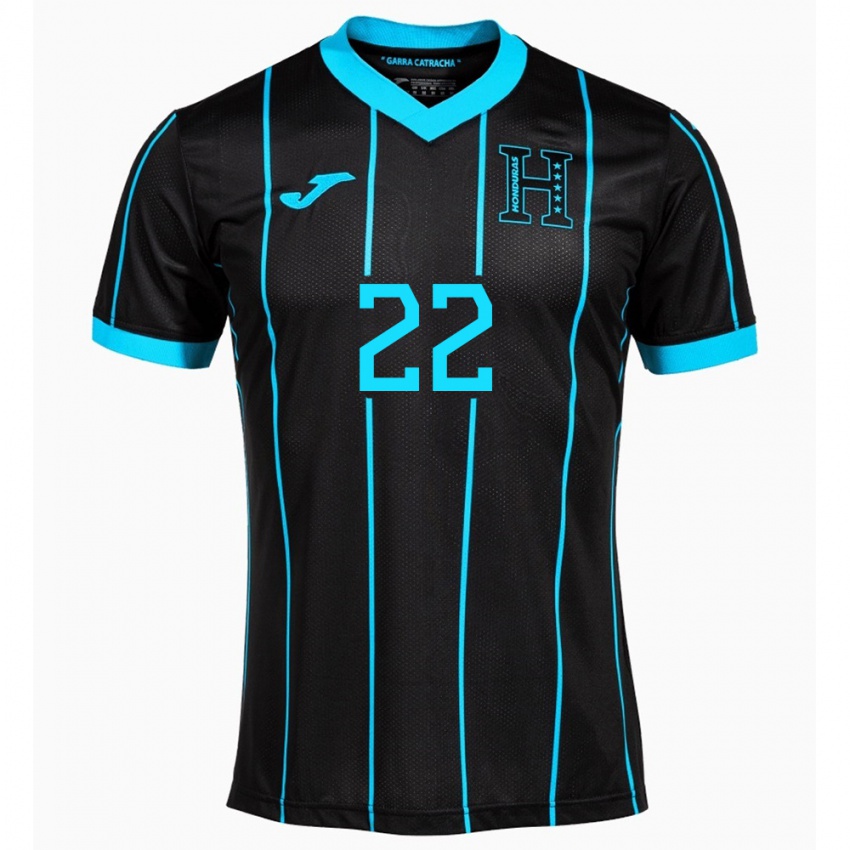 Børn Honduras Luis López #22 Sort Udebane Spillertrøjer 24-26 Trøje T-Shirt