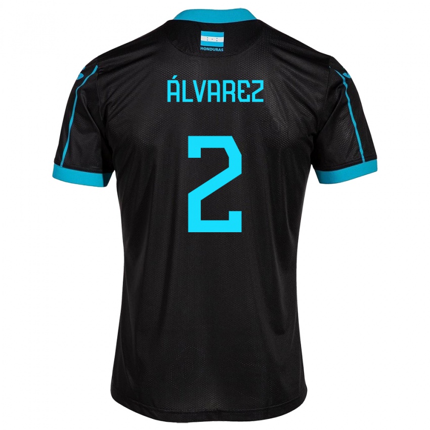 Børn Honduras Kevin Álvarez #2 Sort Udebane Spillertrøjer 24-26 Trøje T-Shirt