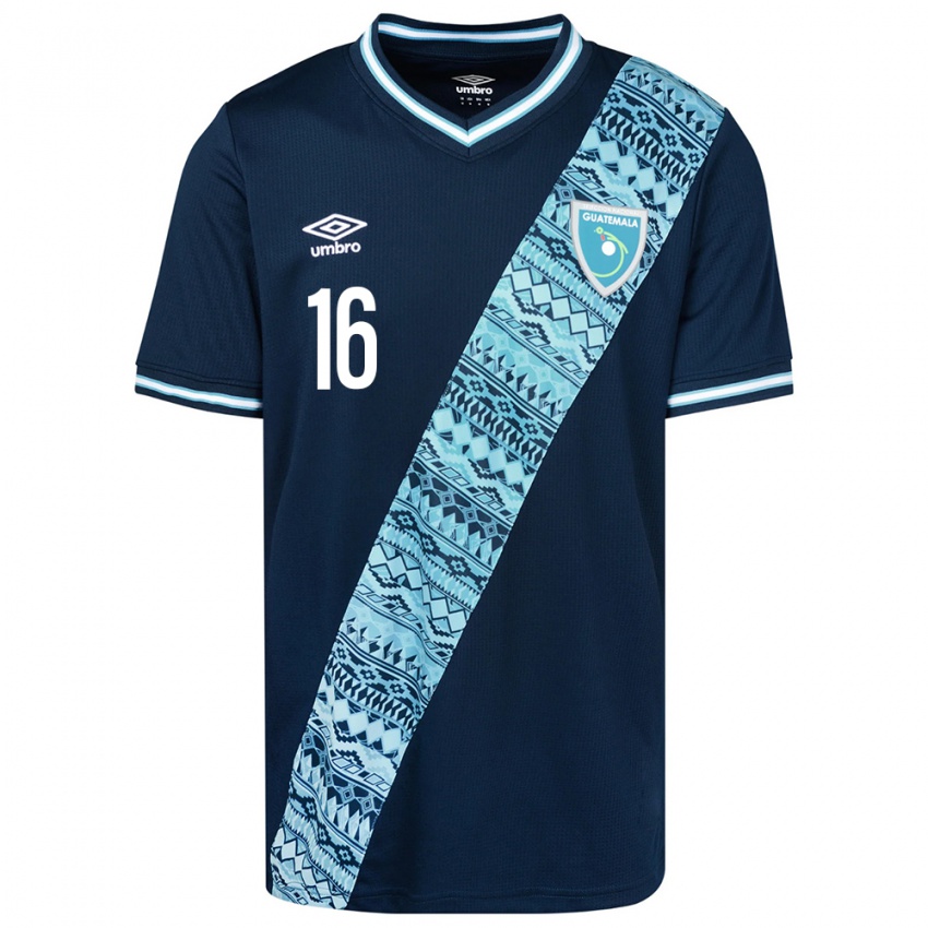 Børn Guatemala Jemery Myvett #16 Blå Udebane Spillertrøjer 24-26 Trøje T-Shirt