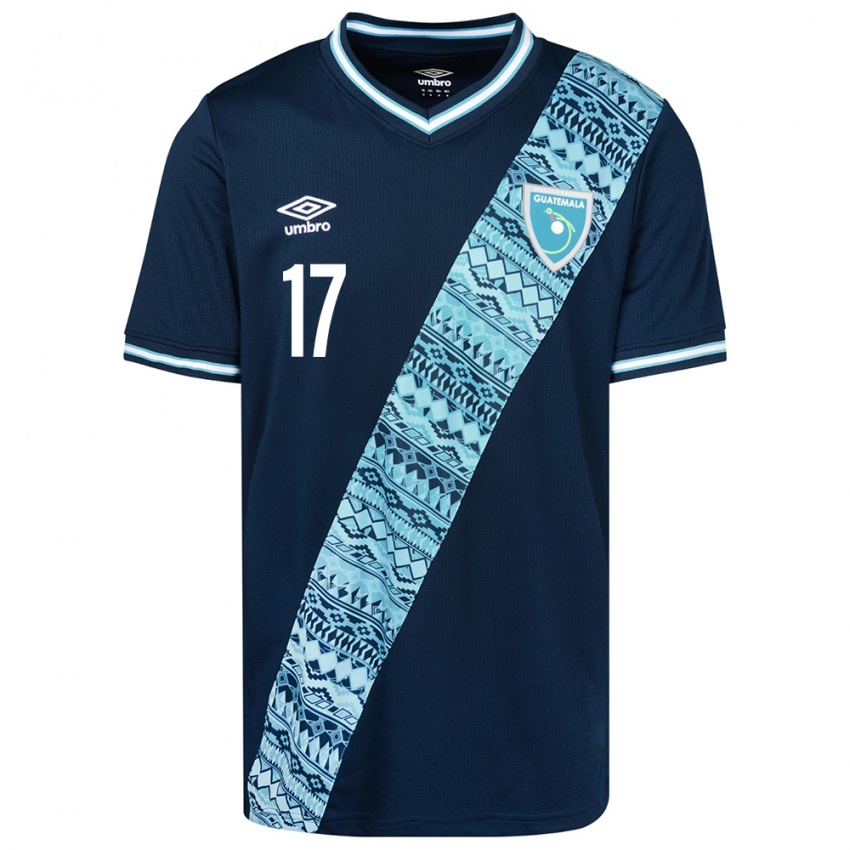 Børn Guatemala Sandra Ovando #17 Blå Udebane Spillertrøjer 24-26 Trøje T-Shirt