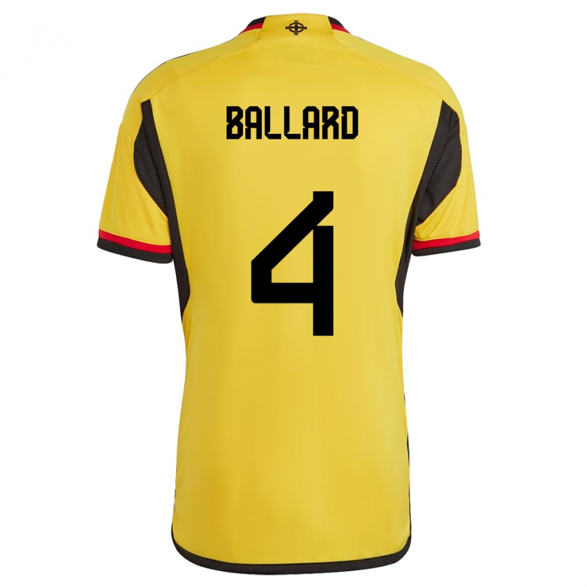 Børn Nordirland Daniel Ballard #4 Hvid Udebane Spillertrøjer 24-26 Trøje T-Shirt