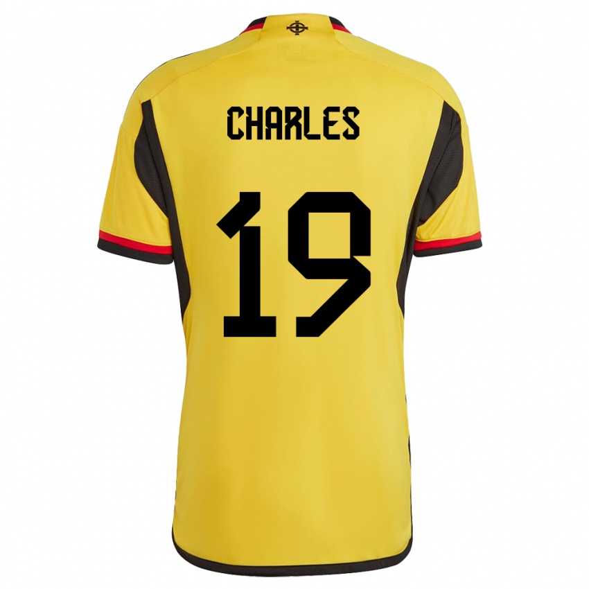 Børn Nordirland Shea Charles #19 Hvid Udebane Spillertrøjer 24-26 Trøje T-Shirt