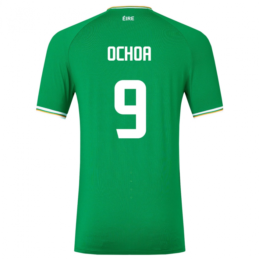 Mænd Irland Aarón Ochoa #9 Grøn Hjemmebane Spillertrøjer 24-26 Trøje T-Shirt