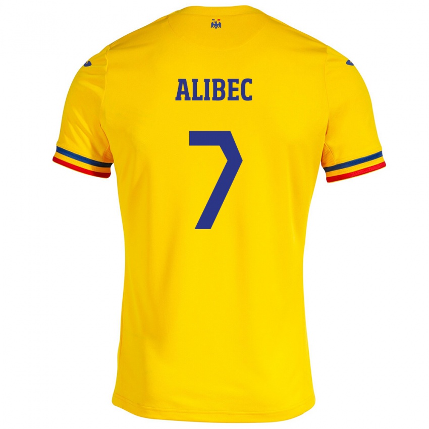 Mænd Rumænien Denis Alibec #7 Gul Hjemmebane Spillertrøjer 24-26 Trøje T-Shirt