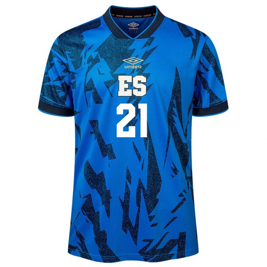 Mænd El Salvador Bryan Tamacas #21 Blå Hjemmebane Spillertrøjer 24-26 Trøje T-Shirt