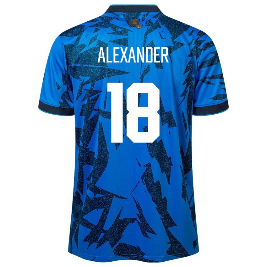 Mænd El Salvador Alexander Aguilar #18 Blå Hjemmebane Spillertrøjer 24-26 Trøje T-Shirt