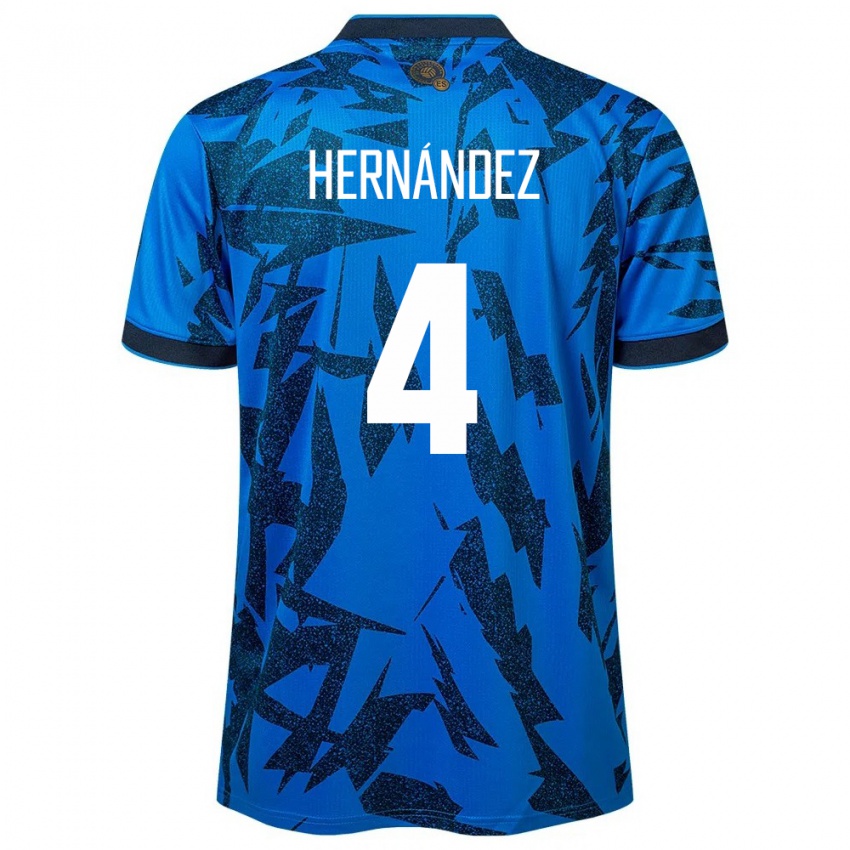 Mænd El Salvador Elaily Hernández #4 Blå Hjemmebane Spillertrøjer 24-26 Trøje T-Shirt