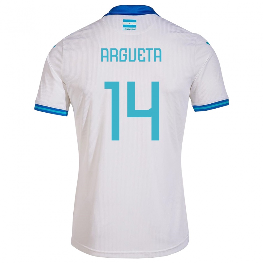 Mænd Honduras Carlos Argueta #14 Hvid Hjemmebane Spillertrøjer 24-26 Trøje T-Shirt