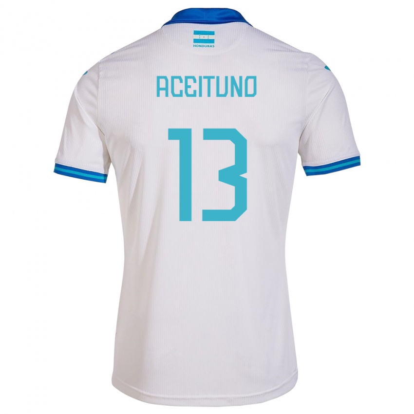 Mænd Honduras Marco Aceituno #13 Hvid Hjemmebane Spillertrøjer 24-26 Trøje T-Shirt