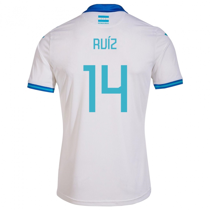 Mænd Honduras David Ruíz #14 Hvid Hjemmebane Spillertrøjer 24-26 Trøje T-Shirt