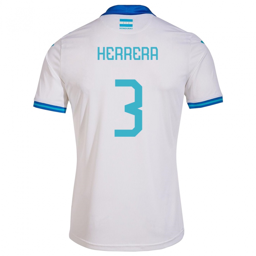 Mænd Honduras David Herrera #3 Hvid Hjemmebane Spillertrøjer 24-26 Trøje T-Shirt