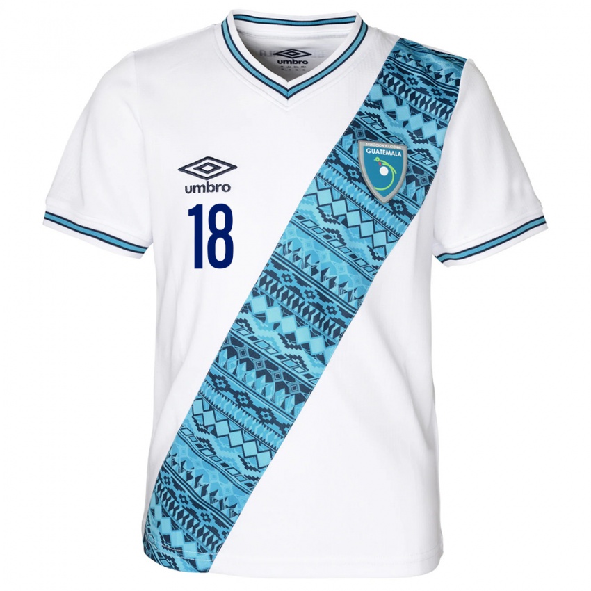 Mænd Guatemala Anthony Salamá #18 Hvid Hjemmebane Spillertrøjer 24-26 Trøje T-Shirt