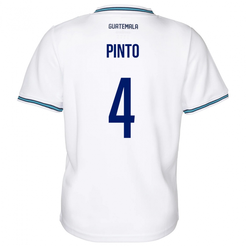 Mænd Guatemala José Carlos Pinto #4 Hvid Hjemmebane Spillertrøjer 24-26 Trøje T-Shirt