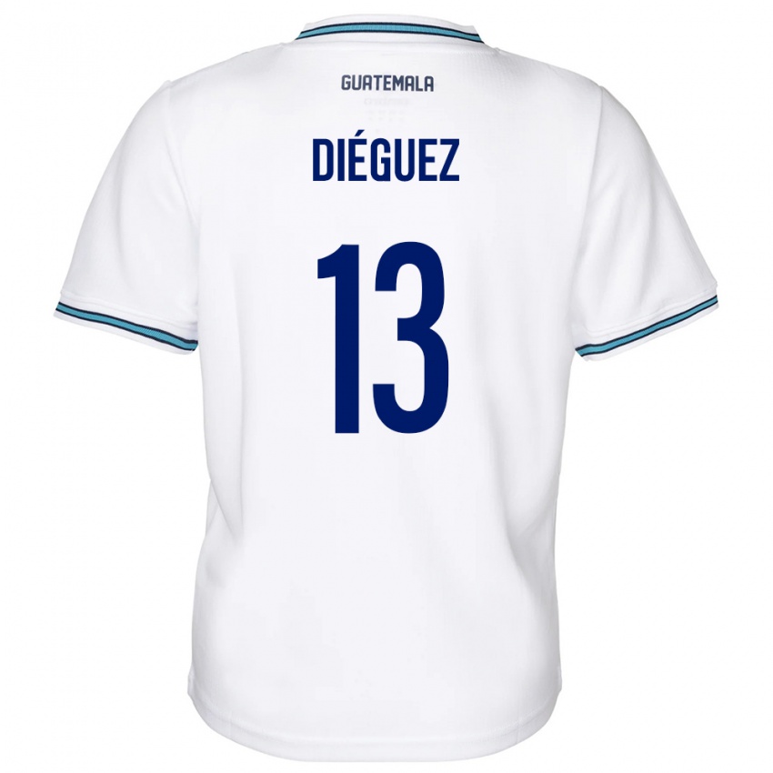 Mænd Guatemala Jonathan Diéguez #13 Hvid Hjemmebane Spillertrøjer 24-26 Trøje T-Shirt