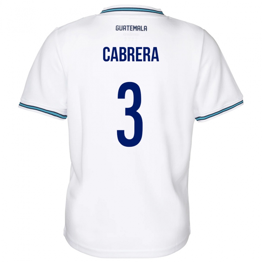 Mænd Guatemala Gabriel Cabrera #3 Hvid Hjemmebane Spillertrøjer 24-26 Trøje T-Shirt