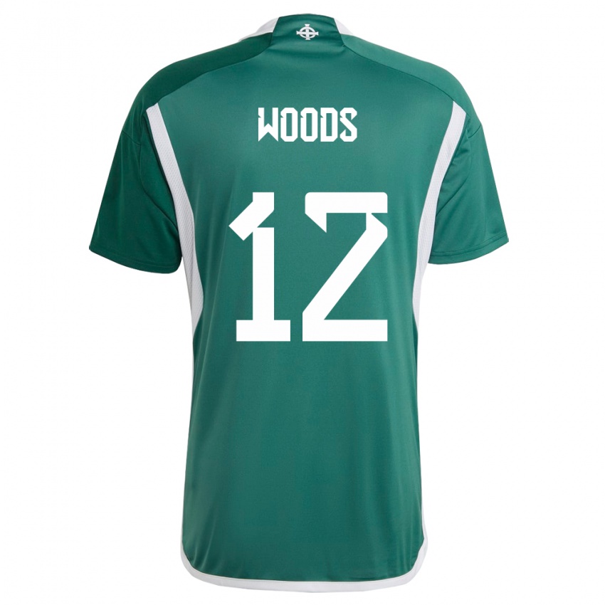 Mænd Nordirland Lilie Woods #12 Grøn Hjemmebane Spillertrøjer 24-26 Trøje T-Shirt