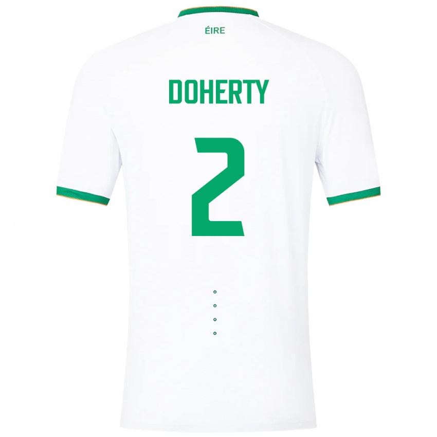 Mænd Irland Matt Doherty #2 Hvid Udebane Spillertrøjer 24-26 Trøje T-Shirt