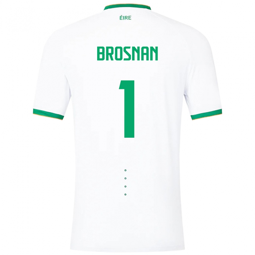 Mænd Irland Courtney Brosnan #1 Hvid Udebane Spillertrøjer 24-26 Trøje T-Shirt