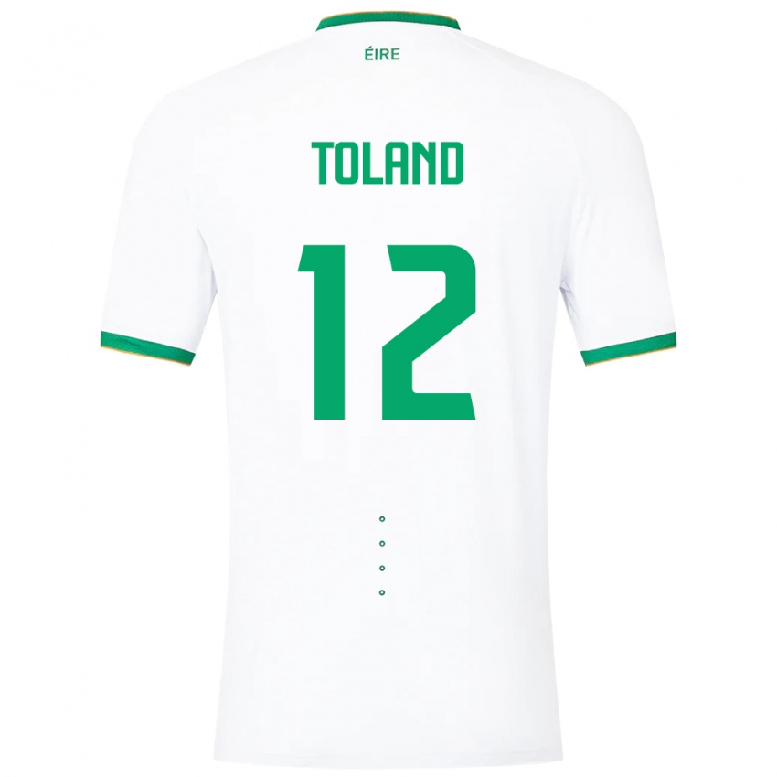 Mænd Irland Tyler Toland #12 Hvid Udebane Spillertrøjer 24-26 Trøje T-Shirt