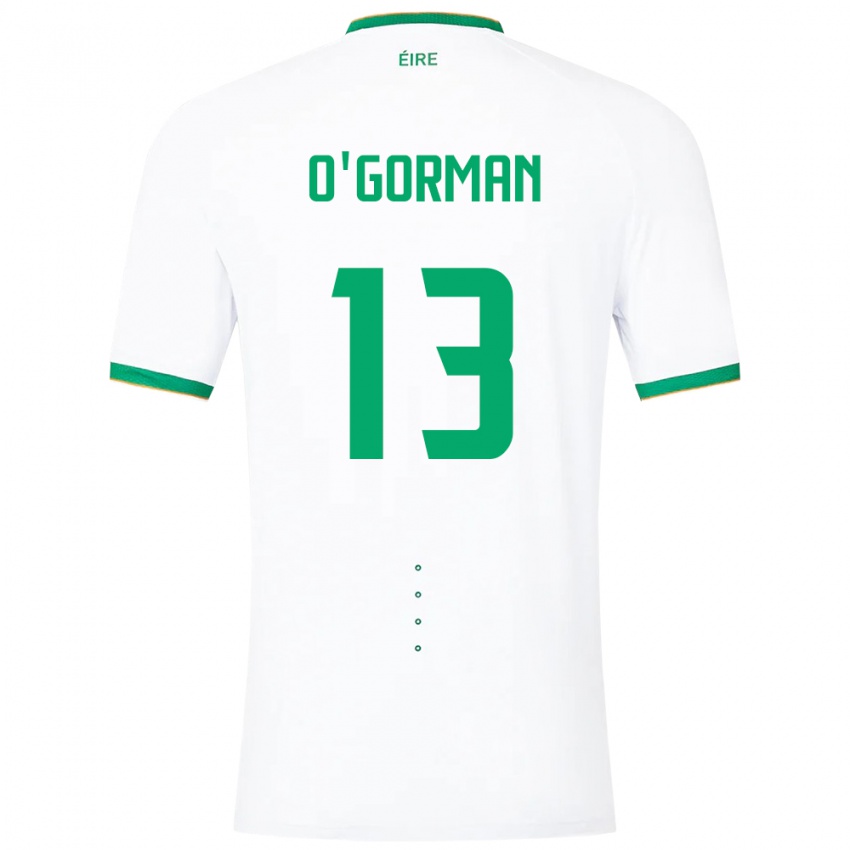 Mænd Irland Áine O'gorman #13 Hvid Udebane Spillertrøjer 24-26 Trøje T-Shirt