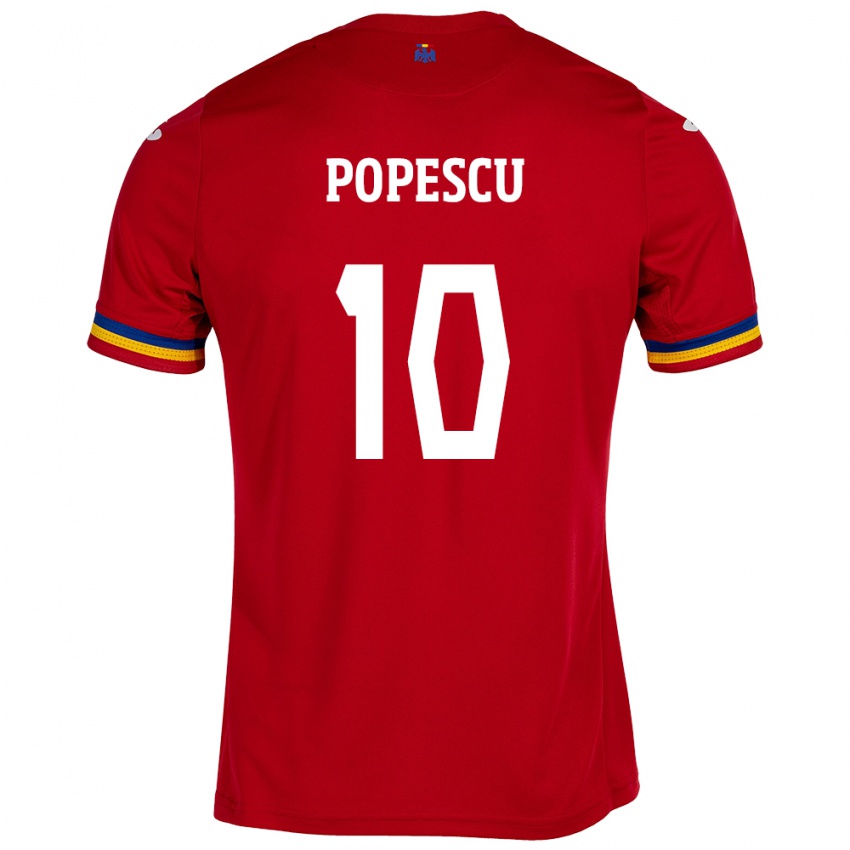 Mænd Rumænien Octavian Popescu #10 Rød Udebane Spillertrøjer 24-26 Trøje T-Shirt
