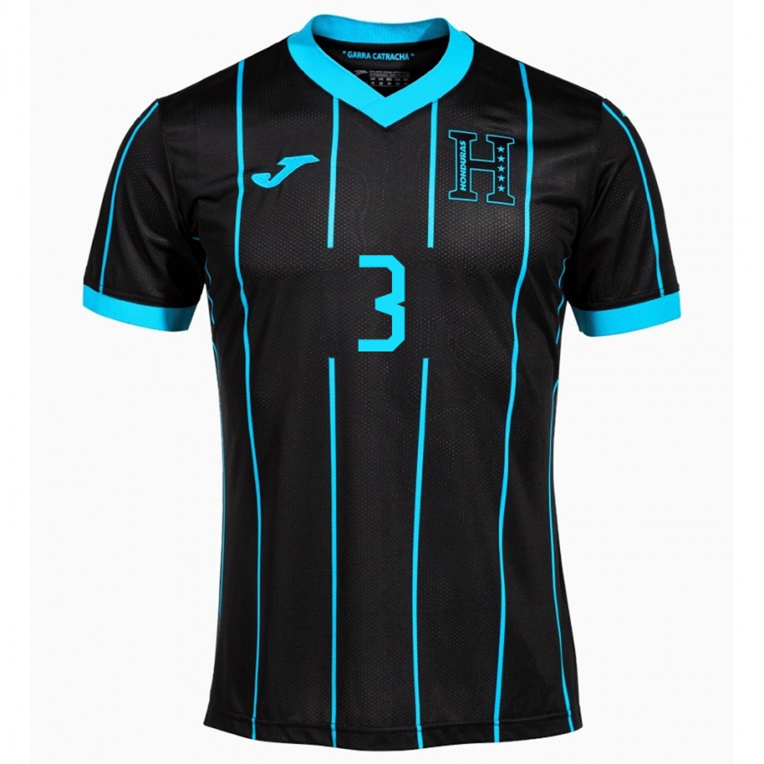 Mænd Honduras David Herrera #3 Sort Udebane Spillertrøjer 24-26 Trøje T-Shirt