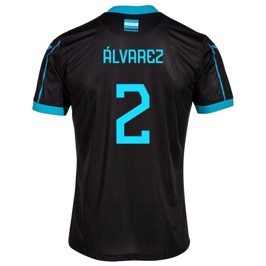 Mænd Honduras Kevin Álvarez #2 Sort Udebane Spillertrøjer 24-26 Trøje T-Shirt