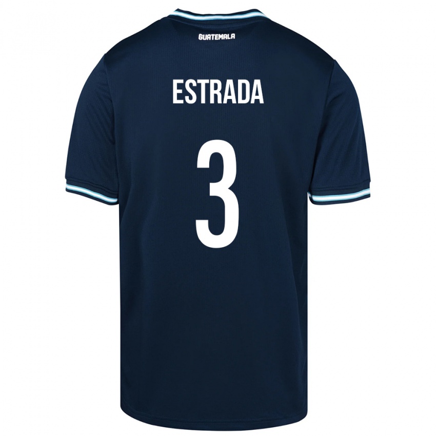 Mænd Guatemala Carlos Estrada #3 Blå Udebane Spillertrøjer 24-26 Trøje T-Shirt