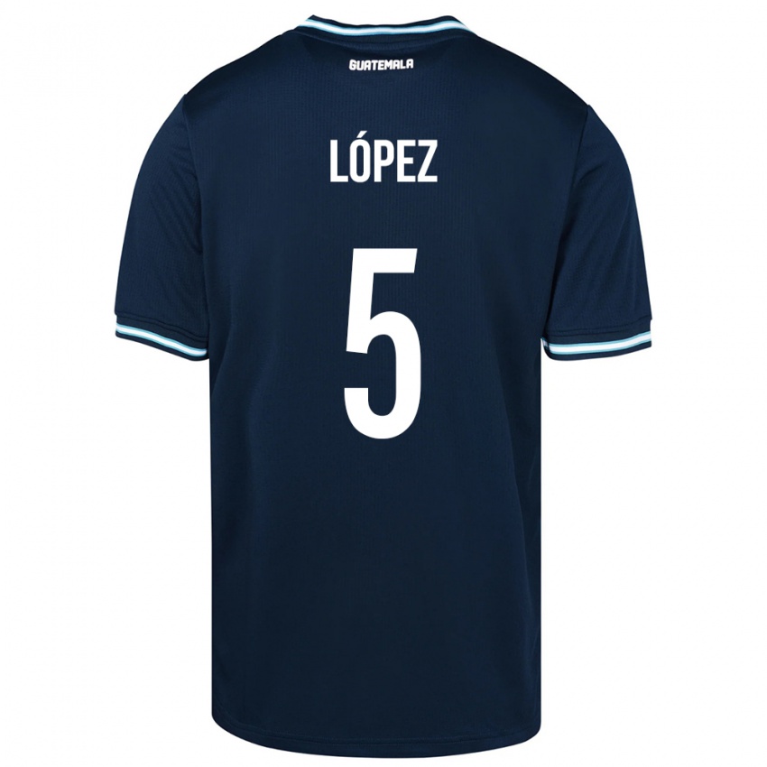 Mænd Guatemala Jeffery López #5 Blå Udebane Spillertrøjer 24-26 Trøje T-Shirt