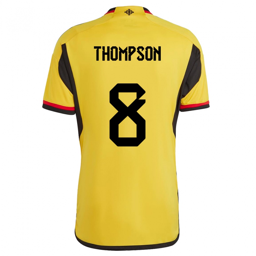 Mænd Nordirland Joel Thompson #8 Hvid Udebane Spillertrøjer 24-26 Trøje T-Shirt