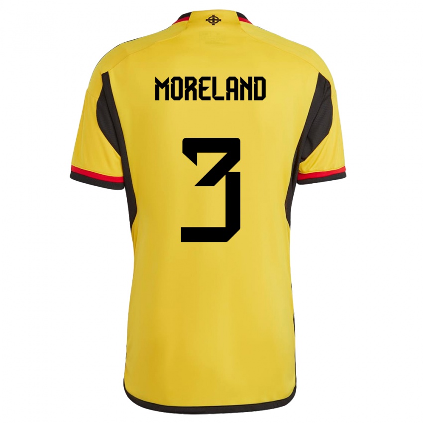 Mænd Nordirland Calum Moreland #3 Hvid Udebane Spillertrøjer 24-26 Trøje T-Shirt