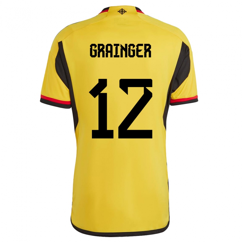 Mænd Nordirland Owen Grainger #12 Hvid Udebane Spillertrøjer 24-26 Trøje T-Shirt