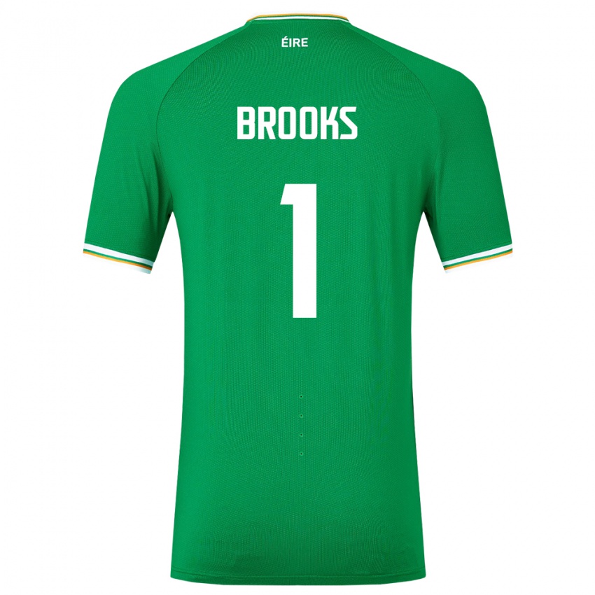 Kvinder Irland Tiernan Brooks #1 Grøn Hjemmebane Spillertrøjer 24-26 Trøje T-Shirt