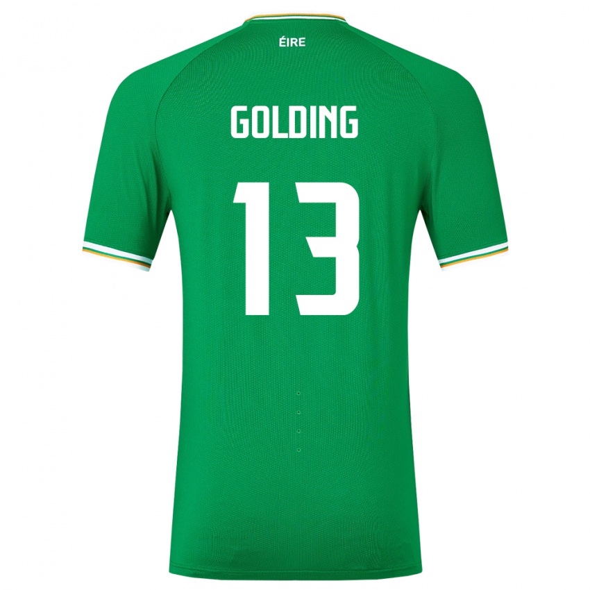 Kvinder Irland James Golding #13 Grøn Hjemmebane Spillertrøjer 24-26 Trøje T-Shirt